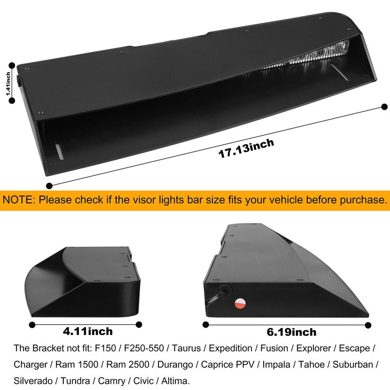 ASPL Visor lights bar 2-15 LED 29 Flash Patterns Interior Upper Windshield Split Mount Emergency Hazard Warning Strobe Light Bar Take Down Light Kit (Blue/White) - Image 5